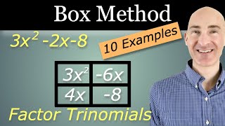 Box Method of Factoring Trinomials 10 Examples [upl. by Bent55]