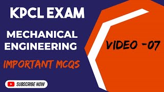 KPCL EXAM  MECHANICAL ENGINEERING important MCQs  USEFULL for AE amp JE [upl. by Zurek]