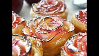 Rose Shaped Apple Baked Dessert by Cooking with Manuela [upl. by Vida]