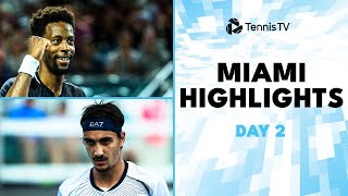 Monfils Faces Lajovic Sonego AugerAliassime In Action  Miami 2024 Day 2 HIghlights [upl. by Winthorpe]