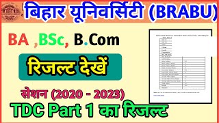 बिहार यूनिवर्सिटी रिजल्ट TDC Part1 2022।। BRABU Part 1 Result 20202023।।brabu result check kare।। [upl. by Martell]