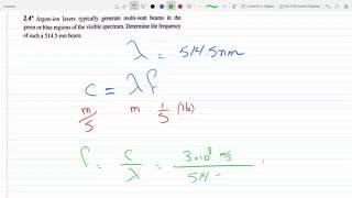 Find the frequency of an argon ion laser with a given wavelength 24 Optics [upl. by Arathorn]