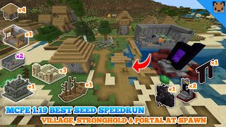 Minecraft pe 119 Seed Speedrun  Village Stronghold Portal Fortress amp Bastions with At Spawn [upl. by Firestone599]