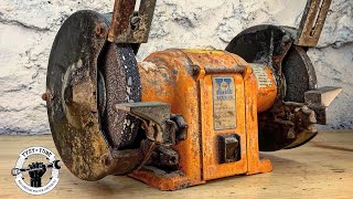 Rusty and Broken Bench Grinder  Awesome Restoration [upl. by Bergwall]