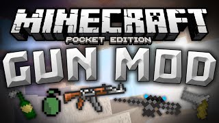 GUN MOD for MCPE  Adds Rifles Explosives Pistols and More  Minecraft Pocket Edition [upl. by Charo]