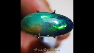 Batu Mulia Black Opal Neon Green Lonjong 245 carat [upl. by Glenden486]