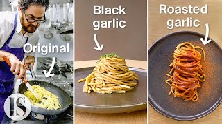 Aglio e olio originale vs aglio nero vs aglio arrostito con Luciano Monosilio [upl. by Alyaj]