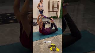 Practice Dhanurasana yoga yogateacher short funny comedy [upl. by Atat756]