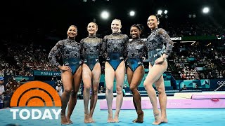 US women’s gymnastics team makes strong debut at Olympics [upl. by Ahcatan221]