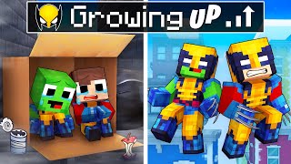 Mikey and JJ Grow up as WOLVERINE in Minecraft Maizen [upl. by Iem]