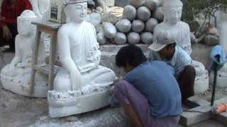 Marble carving of Buddha images in Burma  Myanmar [upl. by Abbub203]