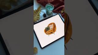 Drawing in Procreate  Digital Watercolor Armchair shorts procreate drawing watercolor [upl. by Eiggem154]