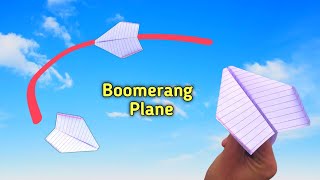 How to Make Boomerang Paper Plane  Come Back Flying Paper Plane  Notebook Paper Boomerang Plane [upl. by Hannahoj268]