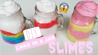 3 DIY CAKE IN A JAR SLIMES YOU NEED TO MAKE REALISTIC MUST WATCH [upl. by Cormack]