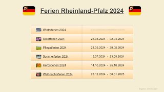 Ferien Rheinland Pfalz 2024 [upl. by Maxa]