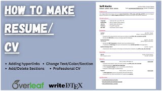 How to make Professional Resume in latex  Hindi  Overleaf [upl. by Allrud925]