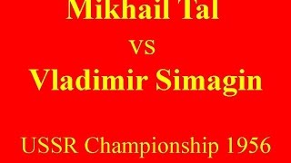 Mikhail Tal vs Vladimir Simagin  USSR 1956 [upl. by Yrekcaz]