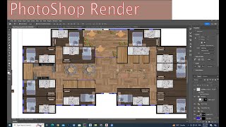 AutoCAD Floor plan Render In Photoshop  Photoshop architecture  Create floor plan In Photoshop [upl. by Toh]