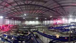 Sortation System at UK Mail Hub  VR  360 Video [upl. by Eetnwahs]