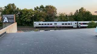 NJ Transit Trains 5441 and 5150 at Bridgewater NJ from the Somerset Patriots Game 91124 [upl. by Nonez]