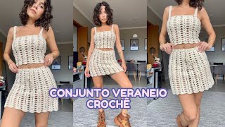 CONJUNTO VERANEIO  PAP CROCHET Tutorial  Passo a passo [upl. by Nyladnarb]