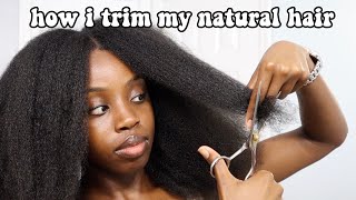 HOW I TRIM MY NATURAL HAIR AT HOME  type 4 💇🏾‍♀️✂️ [upl. by Billy]