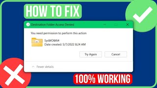 DESTINATION FOLDER ACCESS DENIED 2024  Fix You Need Permission to Perform This Action [upl. by Sopher937]