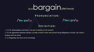 Bargain Meaning And Pronunciation  Audio Dictionary [upl. by Nywroc]