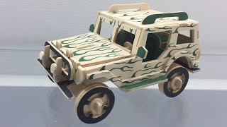 DIY Miniature JEEP  Woodcraft Construction Kit [upl. by Ettelimay]