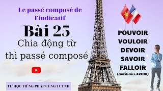 Bài 25 Chia Động Từ Pouvoir Vouloir Savoir Devoir và FalloirThì Passé Composé Động Từ [upl. by Engis293]