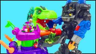 Batman and Robin Battle The Joker Imaginext Robo Batcave Playset amp Imaginext Joker Tank Toy Story [upl. by Salb]