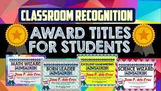 Award Names for Students Certificate  Award Titles [upl. by Notlok]