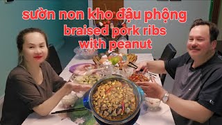 Sườn non kho đậu phộng và canh cải cuộn thịt cho bữa cơmhàng ngày BRAISED PORK RIBS WITH PEANUT [upl. by Nevlin814]