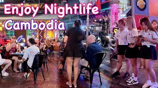 Cambodia Nightlife Phnom Penh Street 136 Walking Tour 4K Tour [upl. by Atteuqihc215]