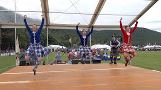 Champion Scottish dancers compete in the Highland Fling during 2024 Ballater Highland Games [upl. by Artenak]