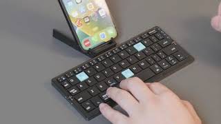 Mini Folding Wireless Keyboard with 3 Bluetooth Pairing for Tablets Phones and Laptops [upl. by Ardenia]