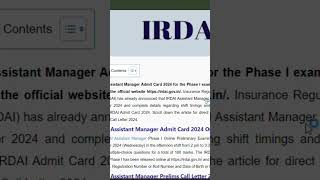 IRDAI Assistant Manager Admit Card 2024 Released Download Now for Prelims Exam on November 6 [upl. by Whale]