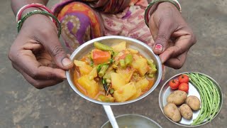 Barbati Potato Curry recipe santali tribe mother cooking [upl. by Odeen678]