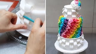 Rainbow Fondant Cake  How To by Cakes StepbyStep [upl. by Alduino]