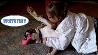 Girl Wrestles Vicious Dog WK 1527  Bratayley [upl. by Nosned357]