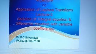 application of laplace transform lecture3solution of integral equation and differential equation [upl. by Noswal]