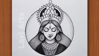 Durga Maa Drawing  Pencil Sketch  Navratri Special Drawing  Lavi Arts  Drawing Pictures  Chitra [upl. by Pitts]