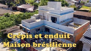 Construction de ma maison au Brésil pose du crépis et enduis [upl. by Aihsekyw]