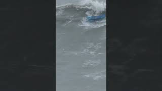 Wing Foil Big Wave in Nazaré Portugal 🌊😱 wingfoil wingfoildaily biggest wingfoil wave ever [upl. by Trillby]