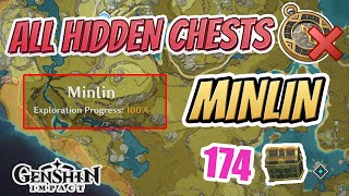 ALL HIDDEN MINLIN CHESTS  GET 100 EXPLORATION QUICK  Genshin Impact [upl. by Helsie]