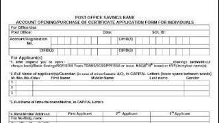 Post Office Savings Bank Account Open Form Filup Tutorial [upl. by Areis]