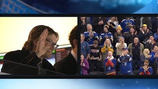 Jay Bouwmeester helps cheer on the Blues [upl. by Demha]