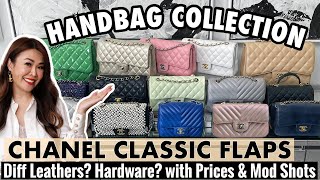 CHANEL BAG COLLECTION  Mini vs Sml vs ML vs Jumbo Classic Flaps  LeatherHardware  Mod Shots [upl. by Fogel]