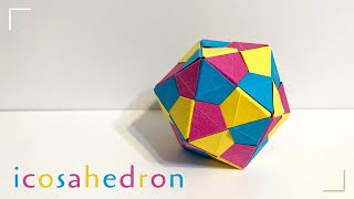 ORIGAMI ICOSAHEDRON  Modular Origami  Triangle Edge Module 30 Units Origami Stop Motion [upl. by Dupuis]