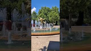 Water Fountain At The Main Entrance To PortAventura World [upl. by Roobbie645]